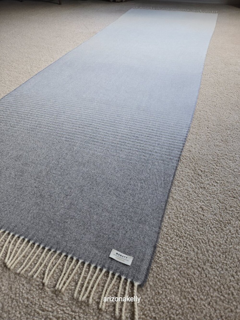 McNutt Lambswool Scarf Blue, Grey, Creme with Stripes Ireland Oversized - Picture 5 of 14